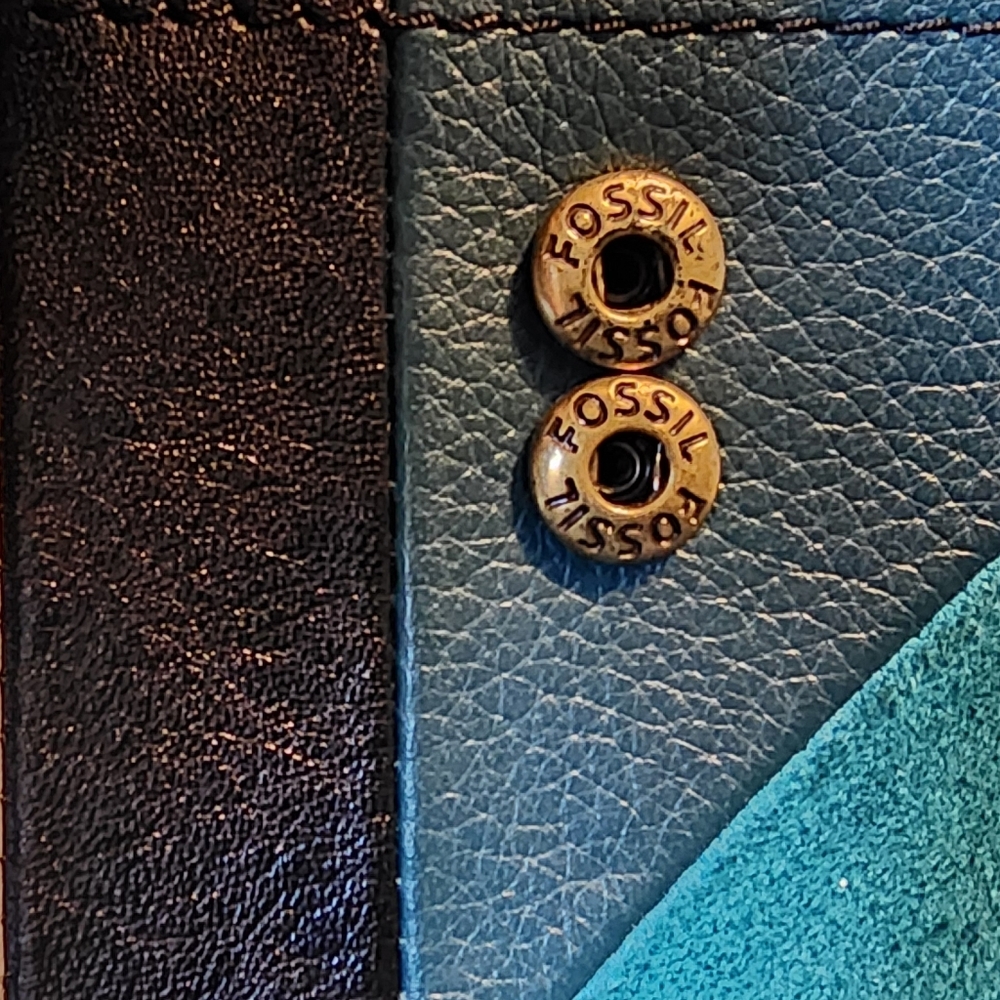 Fossil Multicolor Patchwork Wallet - Teal, Brown,… - image 2